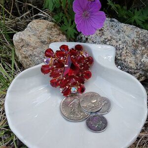 1950's Ruby Red & AB Rhinestone Brooch